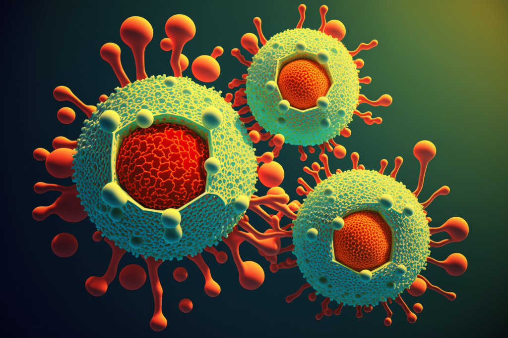 Illustration of HIV cells