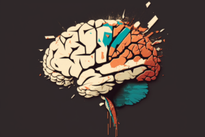 illustration of a damaged human brain