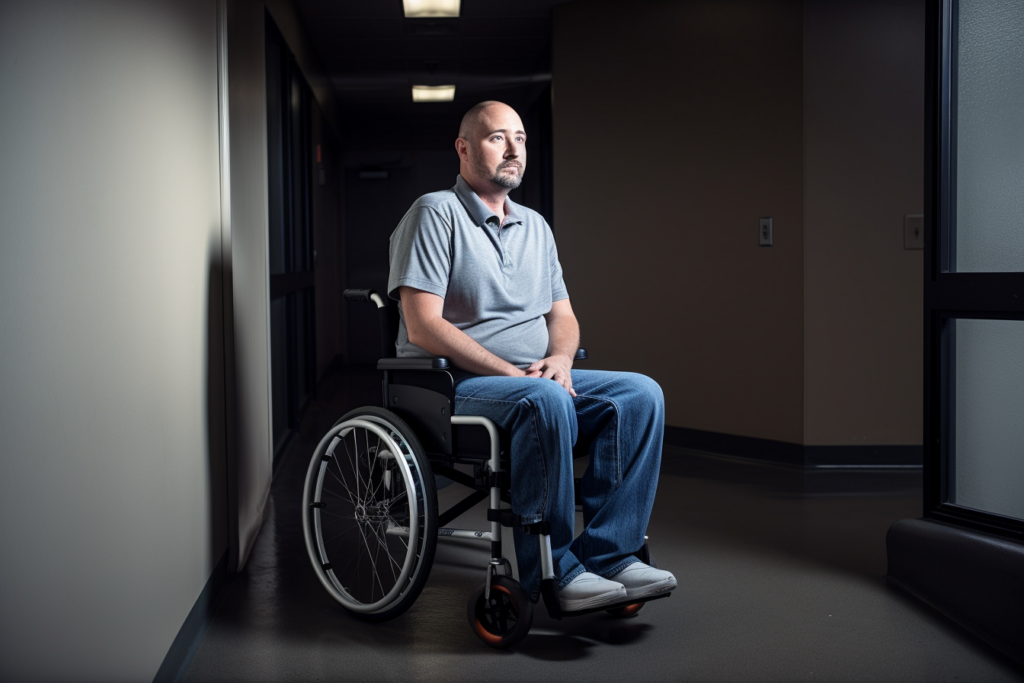 man in wheelchair after spinal cord injury