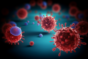 Illustration of HIV cells