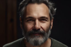 man in his 50s with graying hair and beard