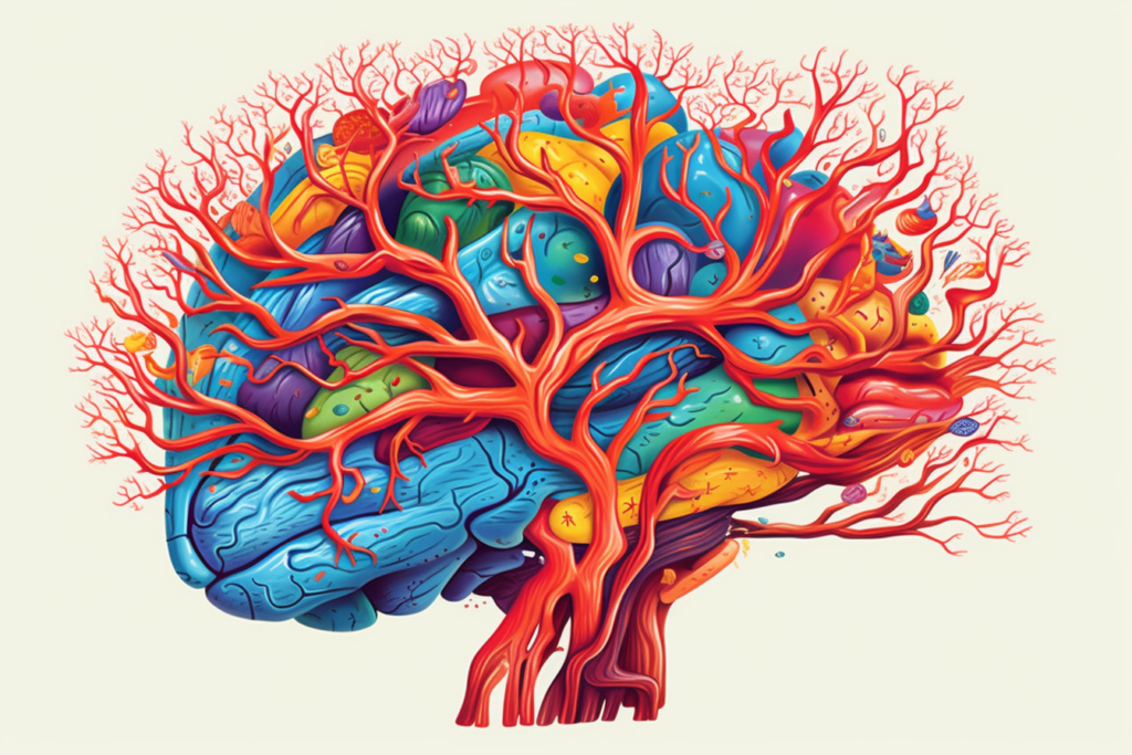 illustration of a healthy and colorful human brain