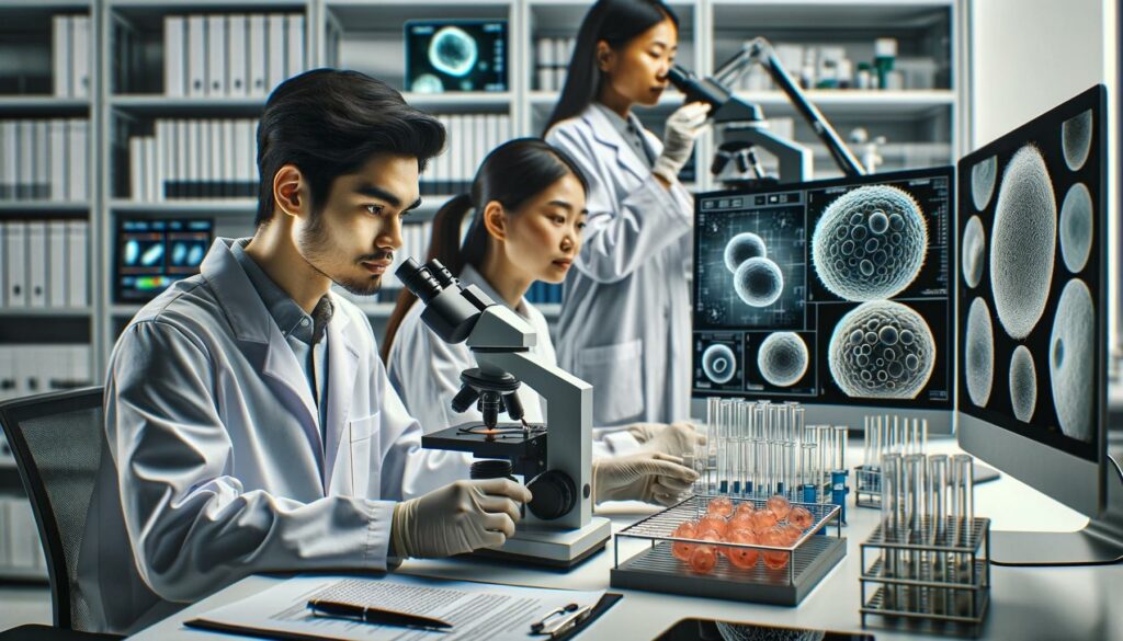 Asian scientists studying stem cells
