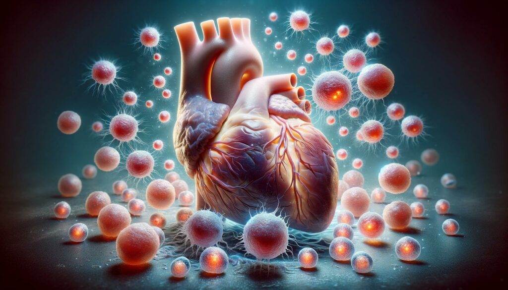 illustration of cardiac regeneration with stem cells