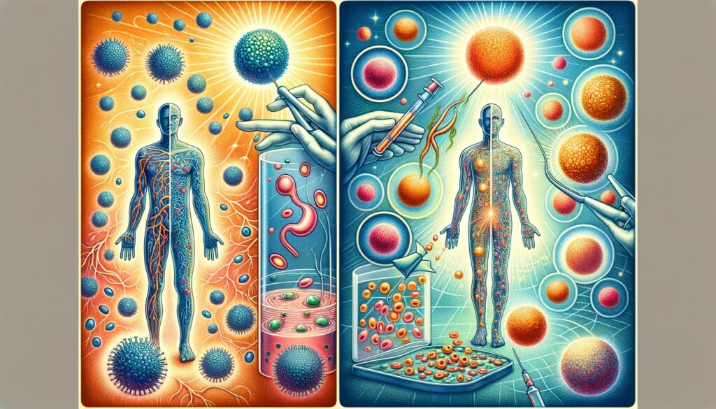illustration representing the concept of stem cell transplantation for autoimmune diseases