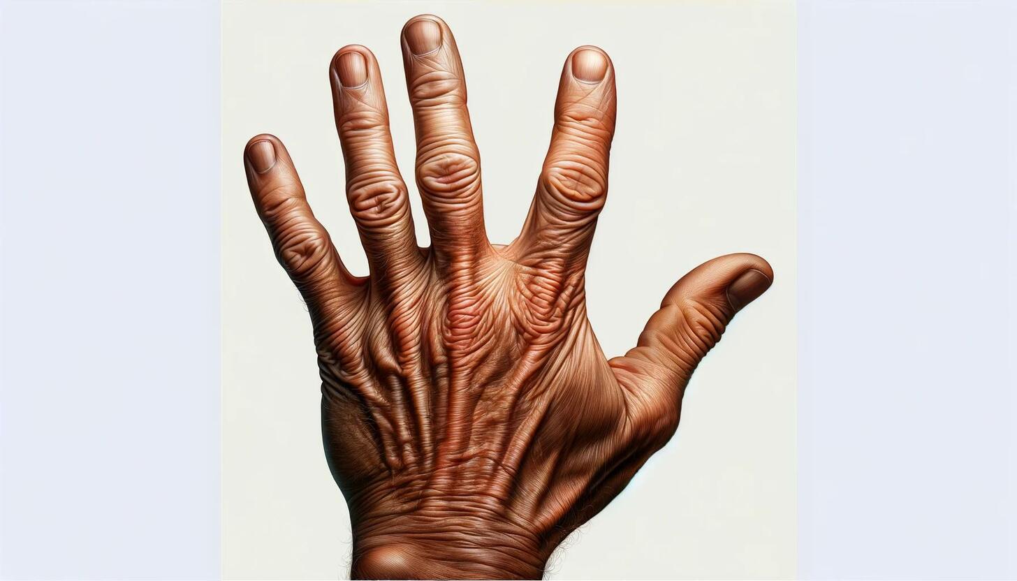 Male hand with arthritis condition