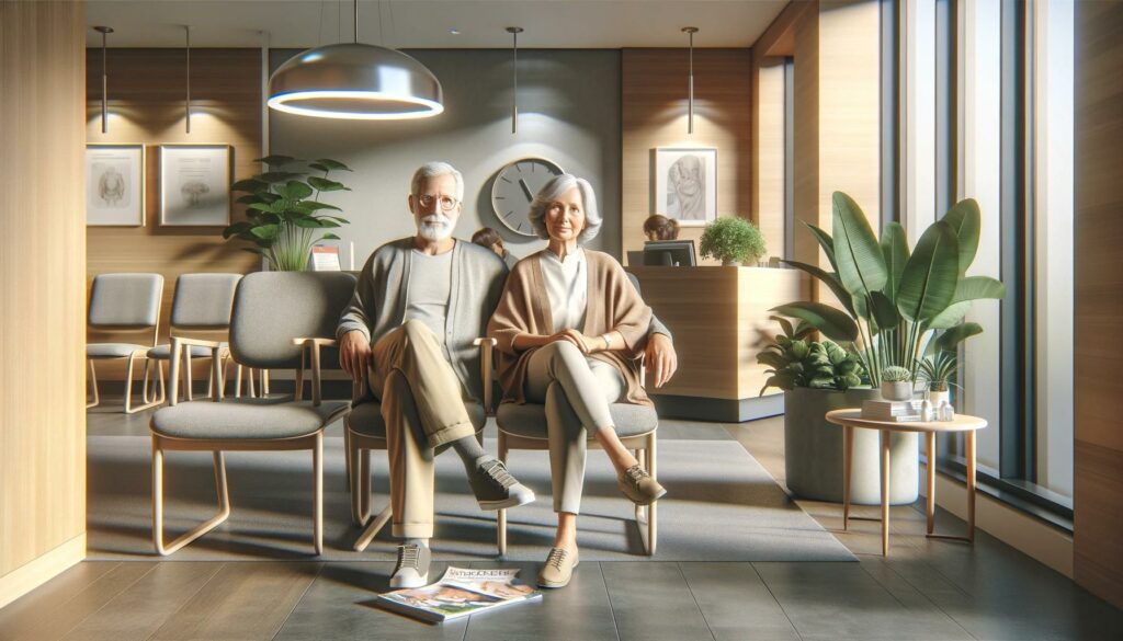 older couple sitting in doctor's office