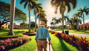 healthy elderly man walking representing the power of longevity with stem cells