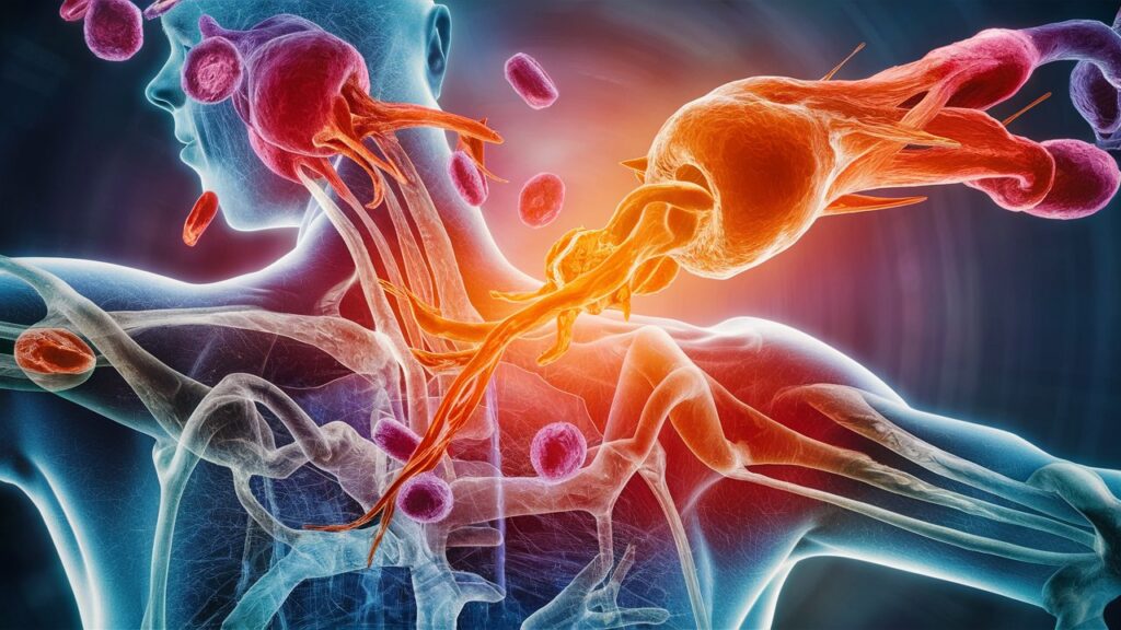 illustration of stem cells regenerating skeletal muscles