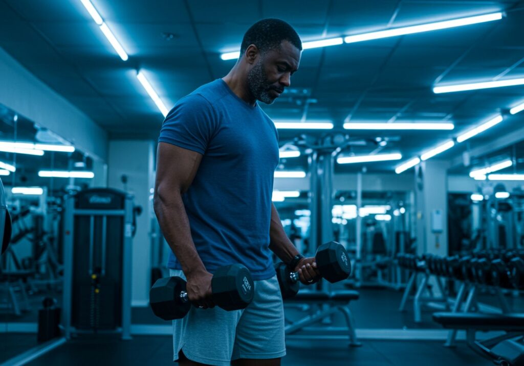 40 year-old man doing resistance training for stem cell health