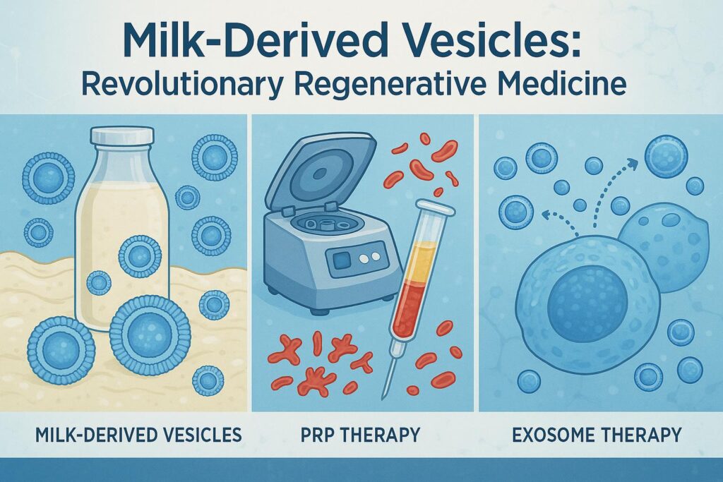 milk derived vesicles compared to PRP and exosomes
