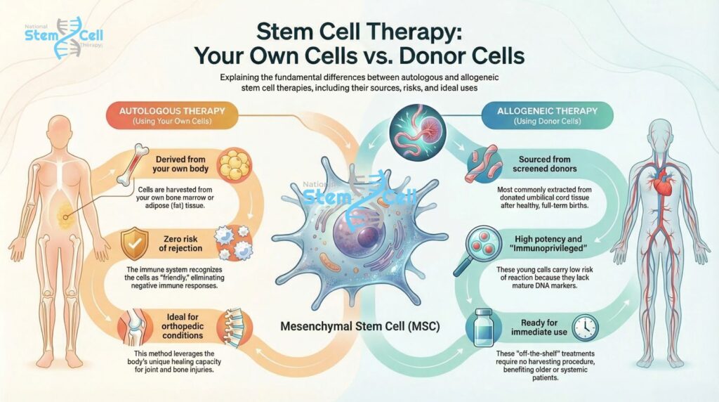Autologous vs allogeneic stem cells - infographic