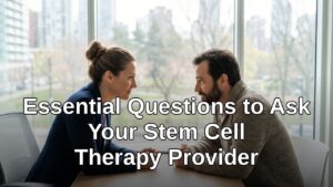 Patient and doctor in a serious consultation about stem cell therapy questions