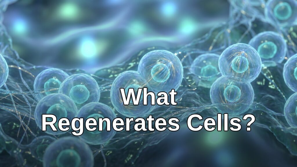 A microscopic view of various cells regenerating and differentiating, symbolizing the body's natural healing process.