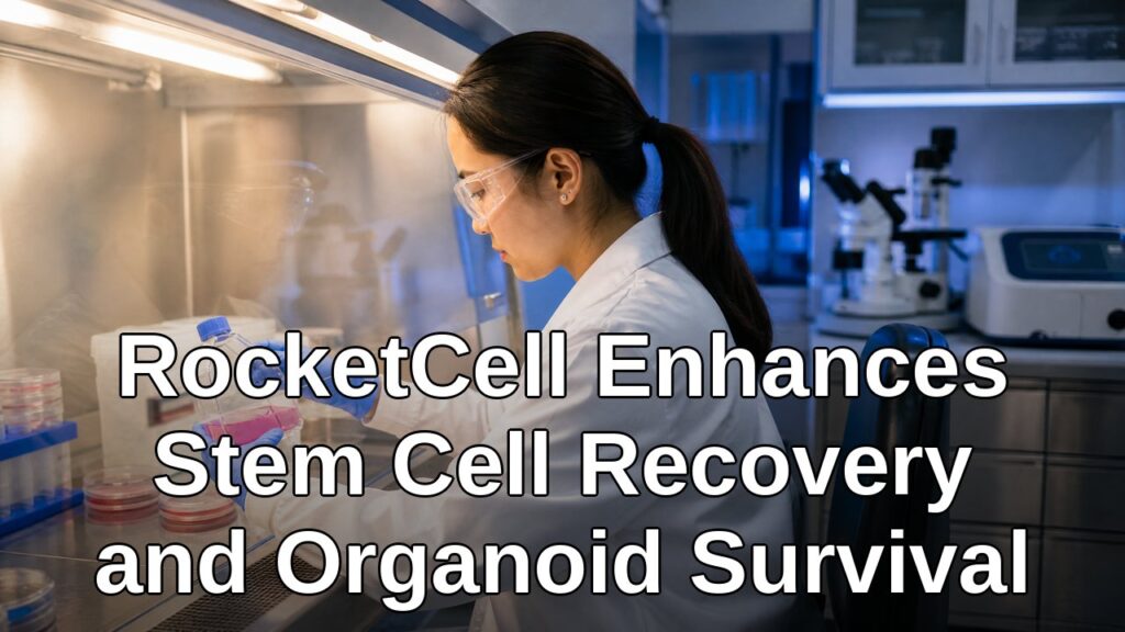 Researcher handling cell culture flasks in a modern biomedical laboratory for stem cell recovery research