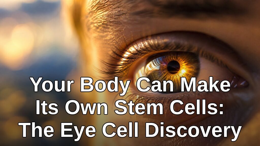 Close-up of human eye with golden glow - eye stem cell regeneration discovery