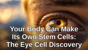 Close-up of human eye with golden glow - eye stem cell regeneration discovery