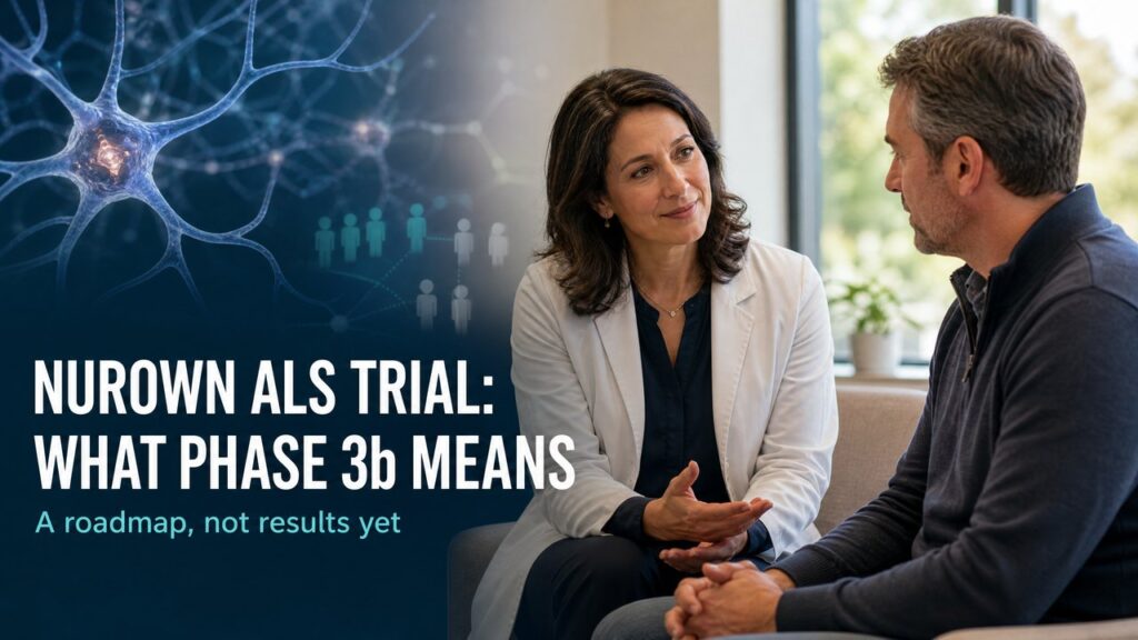 Neurologist speaking with patient about a planned ALS clinical trial